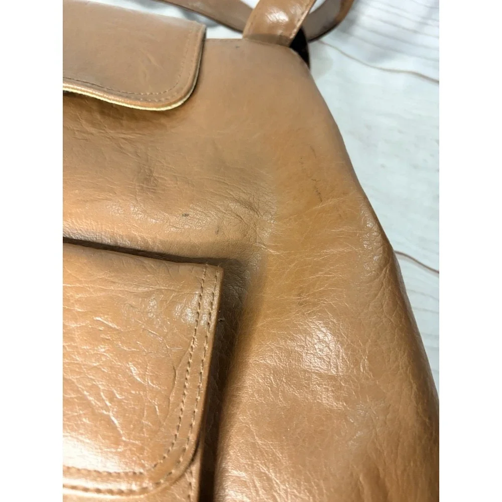 Vintage J.G. Hook Brown Shoulder Bag Multi Pocket Satchel Purse Cognac Tote‎